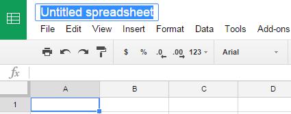 The new spreadsheet that opens up should