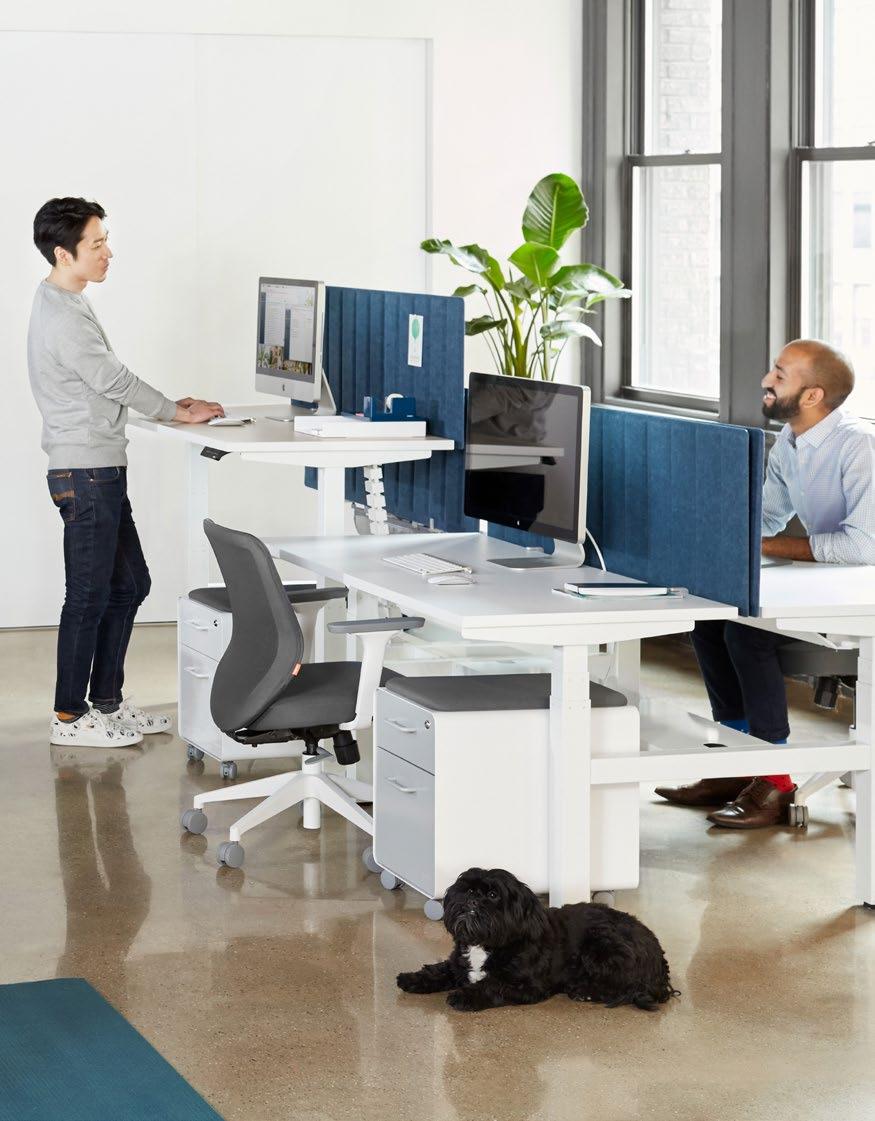 DOUBLE DESK BENCHING Loft Double Desk Couplers are included with all Double Desks for 4 or more. Designed to join desks together side by side, it keeps everyone in line and evenly spaced.