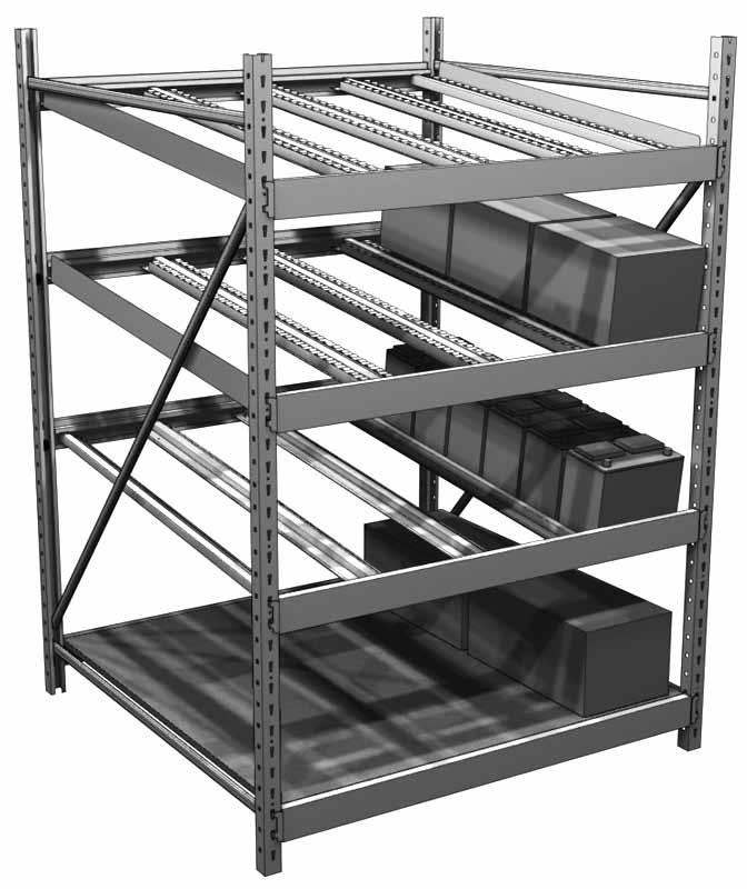 Gravity Flow Roller Racks & Accessories To Order: Uprites pg 704 Beams pg 708 One Track retainer, WS111_, per beam Two end tracks per