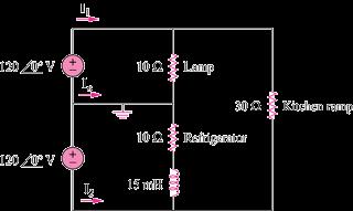 - 7 - [EEU 104] (b) A regular household system of a single-phase three-wire allows the operation of both 120-V and 240-V, 60-Hz appliances. The household circuit is modeled as shown in Figure 5.