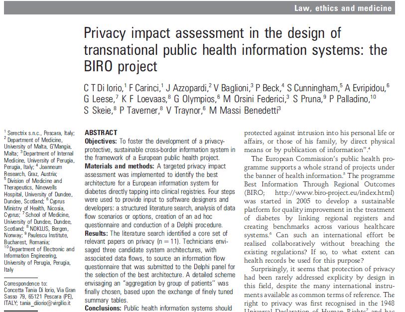 BIRO Infrastructure: Privacy by Design DI IORIO