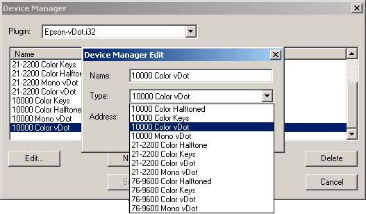 Chapter 3: Setup RIP for Proofing 17 Fig 3.3 Device Manager Dialog Some entries may already be filled in. If so you can leave these, or re-name them something you prefer.