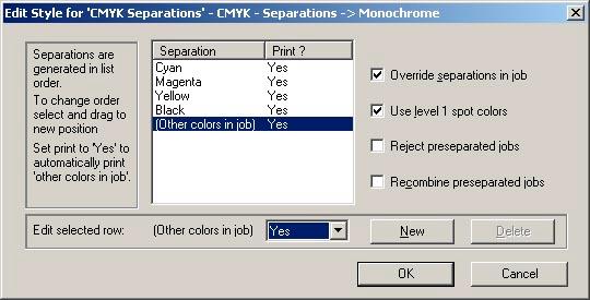 7 Selecting Negative Output If your job contains Spot colors they will be converted to Process separations