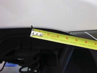 bumper for cutting: 1-3/4 at top of bumper, tapering to 1-7/8 in middle of bumper and 2 at bottom of bumper.
