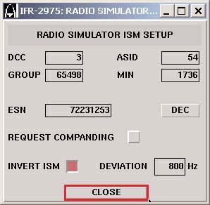 Starting from the top of the screen, we can configure the IFR 2975 to perform the radio function to test the repeater.