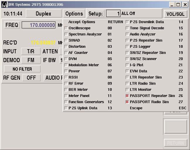 As you can see, the basic system parameters and access to various configuration screens are displayed on the PassPort repeater simulator tile.