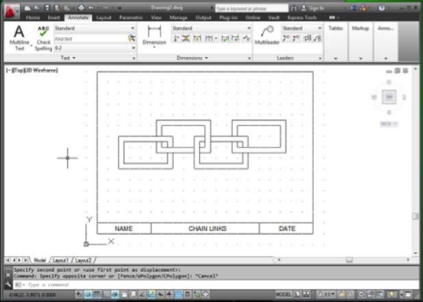 Design and Drafting Figure 21 10.3 Save and Print Your Drawing a. Save your drawing as chain links-name.dwg. b.