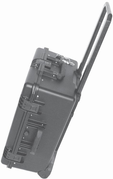 The ET-4 case includes the following: 19 internal mounting frame with 9 RU of rack space for equipment. soft grip handles, in-line wheels, press and pull latches and a telescoping handle.