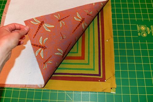 8. Using a ½ seam allowance, stitch together through all the layers around all four sides.