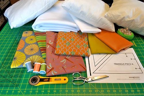 NOTE: As mentioned above, the quantities shown below are for a matched set of THREE pillows, and allow a bit extra for fussy cutting.
