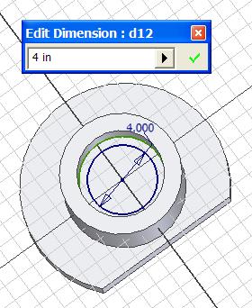 concentric 4 [in] diameter circle; use the Extrude tool