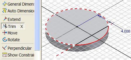 Trim tool and click the excessive segment of the circle and the vertical