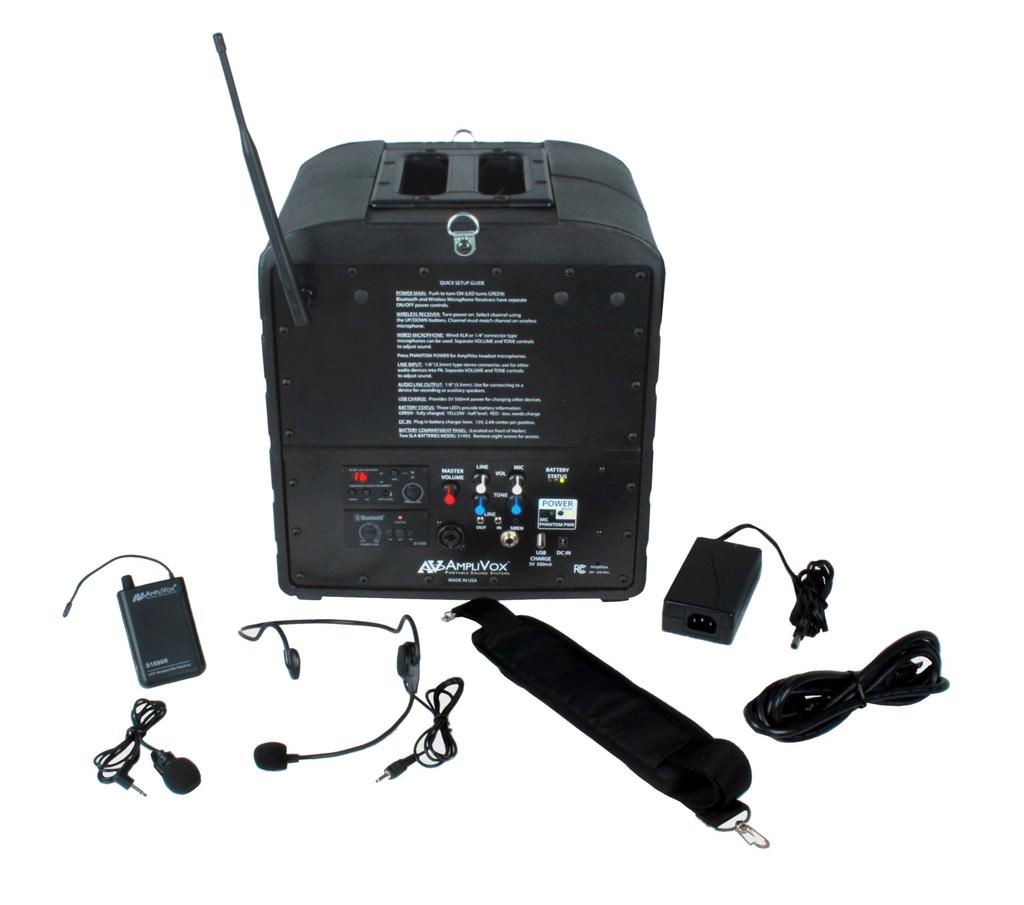 WHAT S IN THE BOX SW680 Model Shown S680 Mega Hailer PA Wired Handheld Microphone (not shown) Universal Power Supply with North America IEC Power Cord Shoulder Strap Two Rechargeable SLA Batteries