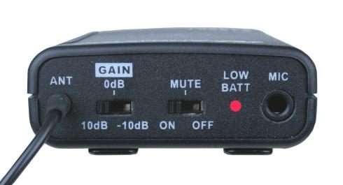 First make sure that you have screwed on the UHF antenna. Turn Power On. A Frequency Channel will appear in the Channel Display (A). Press Select Buttons (E) to select a channel.
