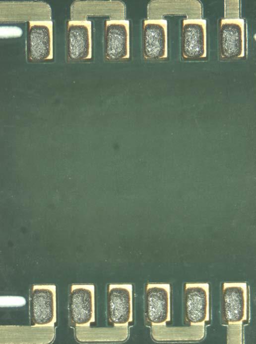17 (19) Figure 13 Solder paste on PCB land pads (Note: In this photo the solder pads are not extended). 2. Place the component gently on top of the solder paste.
