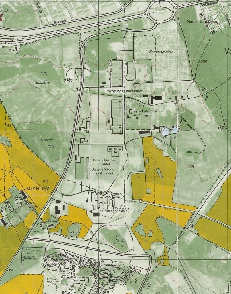 Topographic map of Linköping university area A