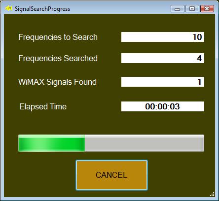 Signal Search Progress After the search has been completed, the WiMAX