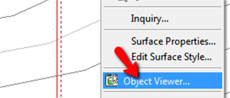 Select one of the yellow design contours, right-click, and select Object Viewer.
