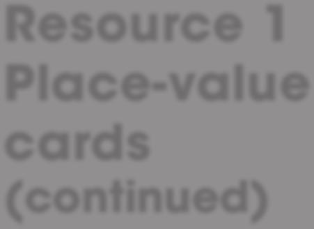 Resource 1 Place-value cards (continued) 1 0 0 9 0 0 2 0 0 8