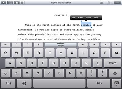 Working with Text Entering and Selecting Text Entering and selecting text is easy. To position the insertion point and bring up the keyboard, just tap a location.