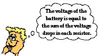 Series Circuits and voltage drop The voltage difference from one end of the battery (produced by the chemical reaction within) is 12 V which causes the charges to flow through the circuit.