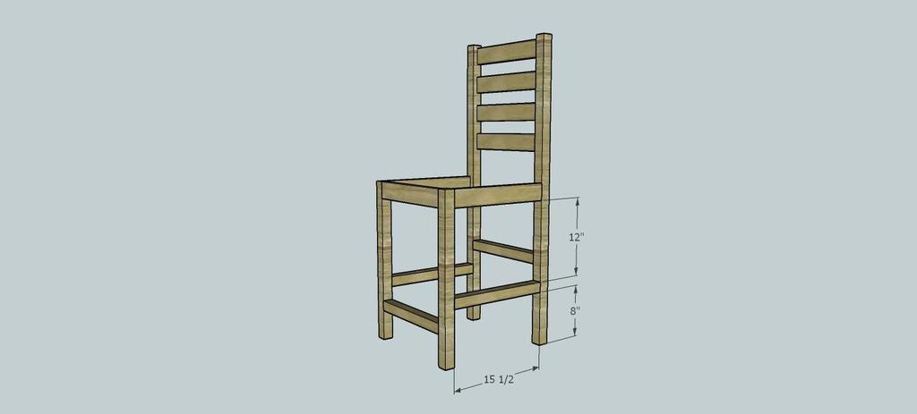 [15] Join the front and back together as shown. On each side use one of the 15 ½ inch 1 by 3s and a 15 ½ inch 2 by 2.