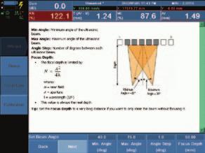 Phased Array Software Full-Featured A-Scans, B-Scans, and C-Scans Wizards for Groups and Focal Laws The Group Wizard allows you to enter all probe, part, and beam parameters,
