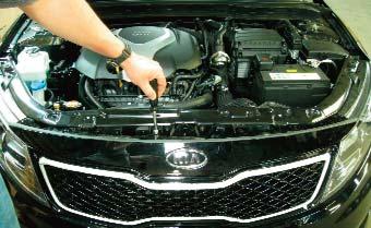 Remove the air intake from the vehicle by removing the two (2) 10mm hex bolts and lifting up and pulling the air intake