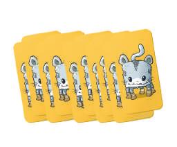 So now she can use it and increase the Order card from 49 to 50 or decrease it from 49 to 48. If she increases the order card to 50, she can pack 10 sock packets for the 5-legged monster.