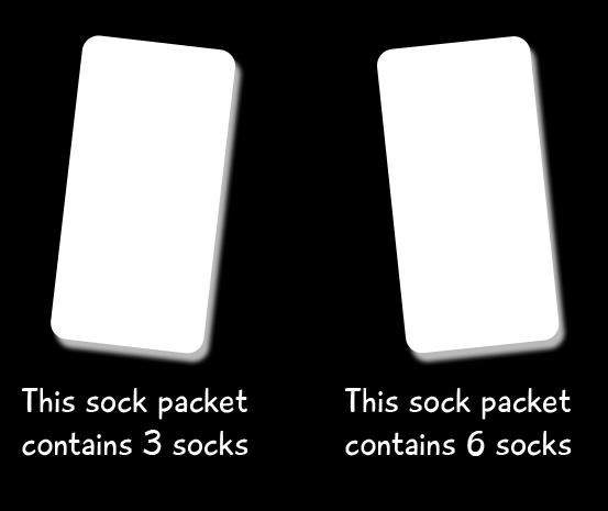 Therefore, the sock packet with the image of 3-legged monster