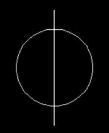 This is done by drawing two vertical lines starting at the centre of the circle for a distance of about an inch outside the circle.