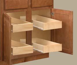 Shelves are adjustable in all standard wall and base cabinets. TOE KICK Nominal /" (mm) thick unfinished wood based composite panel captured between end panels.