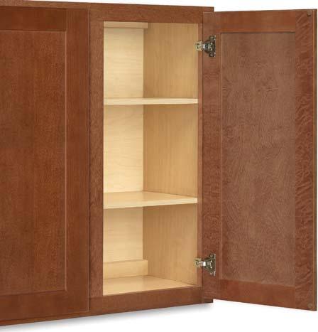 Optional upgrades available TOP/BOTTOM PANELS Nominal /" (mm) thick multi-ply hardwood plywoodod HANGING RAILS Wall cabinets: nominal /" (mm) thick by " high multi-ply hardwood plywood running full