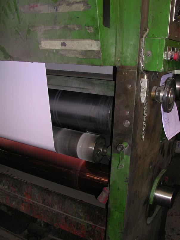 1995 Situation in rotogravure printing of decorative papers Voith Paper Walztechnik AG simple impression rollers with back-up rollers large quantity of impression rollers on stock due to