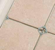 The unique, patented design keeps the spacers out of the thinset and provides a clear view of grout