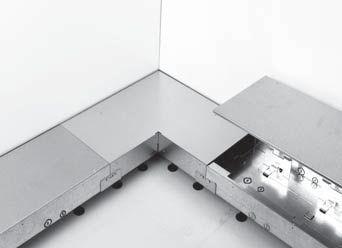 Secure trunkings on slab using fastening screws. Minimum recommendation: 2 fastening screws per running meter. 7. Put the fitting frame in position. 8.