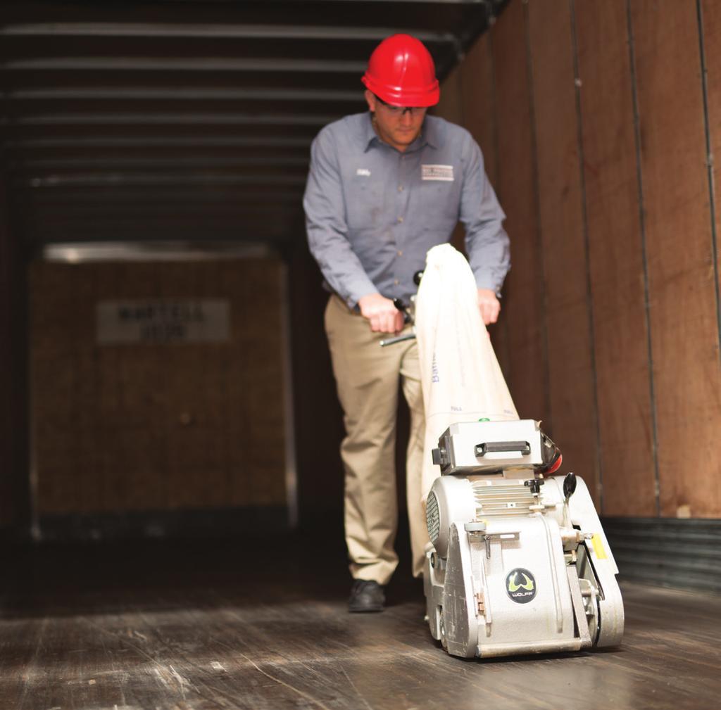 If the trailer floor has oil build up it will be necessary to steam clean the floor, allowing it to dry thoroughly. Steam cleaning may leave a fuzzy surface that will be removed when sanding.
