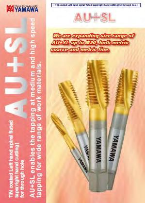 Introduction of AU+SL Coated spiral fluted taps for through hole use with LH spiral flutes.