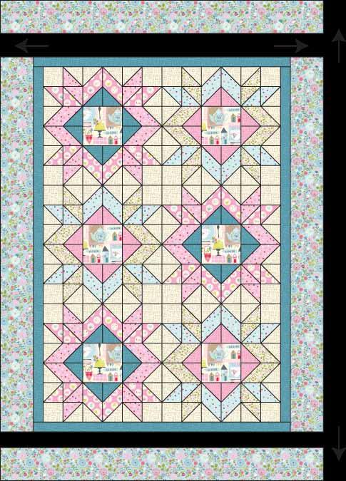 STUDIO e PROJECTS Page 7 of 7 27. Sew (1) 5 ½ x 57 ½ Fabric I strip to each side of the quilt top. Sew (1) 5 ½ x 49 ½ Fabric I strip to the top and to the bottom of the quilt top (Fig. 30). Fig.