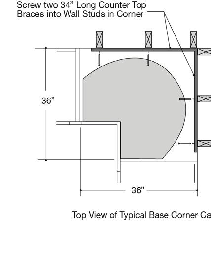 Attachment to Wall (continued) Top Hang Rail Attachment to Ceiling Transfer Framing or Joist Locations and Drill 7/32 Clearance Holes INSTALLER NOTE (continued): For wall cabinets, drill 2" down from