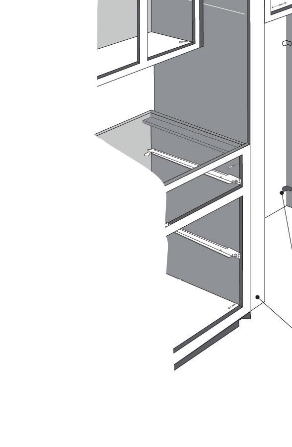 Determine whether the application is Left- or Right- Hand. Measure the Toekick height and depth from an adjacent Base Cabinet and transfer these dimensions to the proper end of the Tall End Filler.