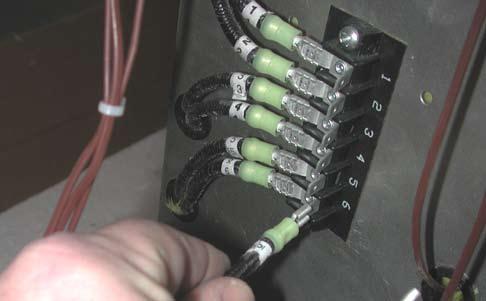 Power Terminal Strip is shown : Removing the panel: 4) Remove wires numbers 1