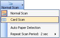 Click the Card Scan button to start scanning. When done, the scanned images will be automatically saved into the folder defined in the File Location menu box.