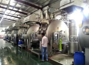 Dyeing The total fabric dyeing capacity is approximately 14 tons per day in