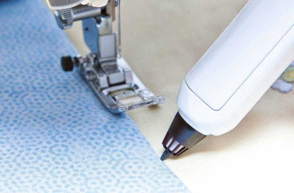 Perfect and creative sewing with the new V-Sonic pen Automatic pattern placement for Embroidery The V-Sonic pen works with sensors in the V-Series to make embroidery placement and adjustment easy.