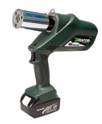 cycle times. LED light provides the operator with the battery charge and tool maintenance status. Forward handle position improves tool balance. One trigger controls all tool functions.