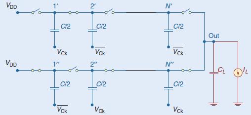 Figure 14. Double Charge Pump topology [15] One variation of this topology is the Latched Charge Pump [21] [22], also known as Gate Cross-Coupled Charge Pump.