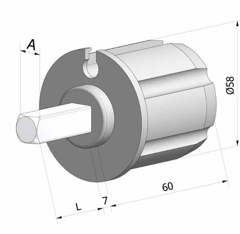 INTERNAL PLUG FOR TUBE Ø 60 Structure in polyamide. Axle in zinc plated steel.