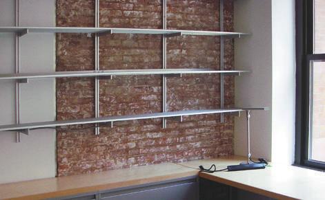 21 C SYSTEM ALUMINUM SHELVES FOR BOTH SYSTEMS The aluminum metal shelves have a textured surface and are offered in five lengths, which can be easily cut in the field to the