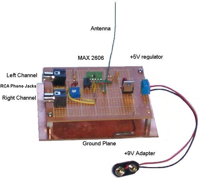 Figure SP8-2 An example of an assembled FM transmitter Note: The antenna is about 4 inches long. Circuit Construction, Operation, and Troubleshooting 1.